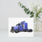 Metallic Blue Semi Tractor Trailer Truck Briefkaart (Staand voorkant)