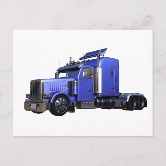 Metallic Blue Semi Tractor Trailer Truck Briefkaart (Voorkant)