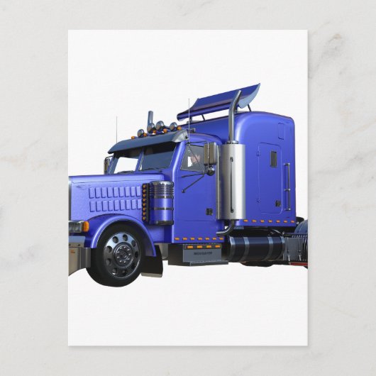 Metallic Blue Semi Tractor Trailer Truck Briefkaart (Voorkant)