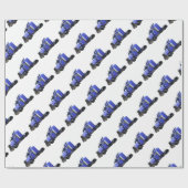Metallic Blue Semi Tractor Trailer Truck Cadeaupapier (Vlak)