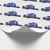 Metallic Blue Semi Tractor Trailer Truck Cadeaupapier (Hoek)