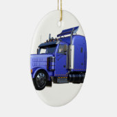 Metallic Blue Semi Tractor Trailer Truck Keramisch Ornament (Rechts)