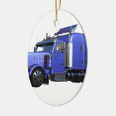 Metallic Blue Semi Tractor Trailer Truck Keramisch Ornament (Links)