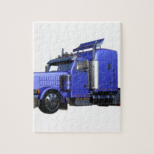Metallic Blue Semi Tractor Trailer Truck Legpuzzel (Verticaal)