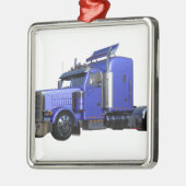 Metallic Blue Semi Tractor Trailer Truck Metalen Ornament (Links)