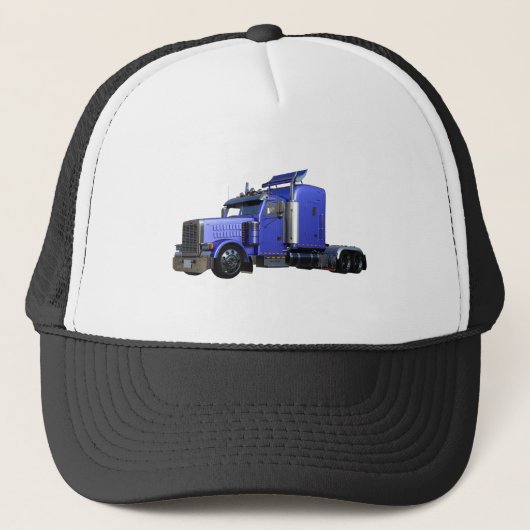 Metallic Blue Semi Truck in Driekwart Uitzicht Trucker Pet (Voorkant)