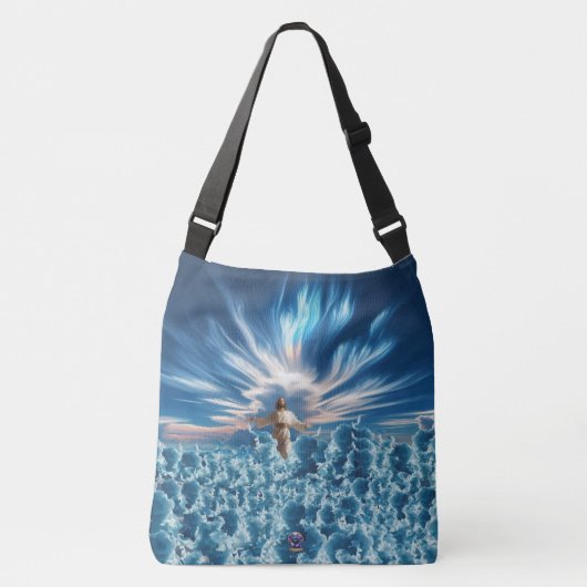 Metallic Blue Sky Jesus Crossbody Tas (Voorkant)