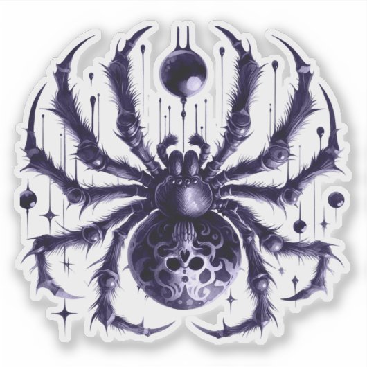 Metallic Blue Spider Illustratie Sticker (Voorkant)