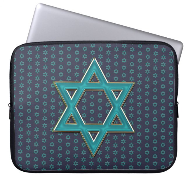 Metallic Blue Star van David Laptop Sleeve (Voorkant)