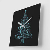 Metallic Blue Stars kerstboom Elegant Black Vierkante Klok (Hoek)