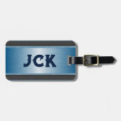 Metallic Blue Texture Afbeelding Stripes Bagagelabel (Voorkant horizontaal)