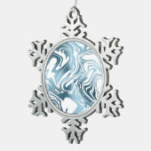 Metallic Blue White Popsicle Kerstannament Tin Sneeuwvlok Ornament (Rechts)