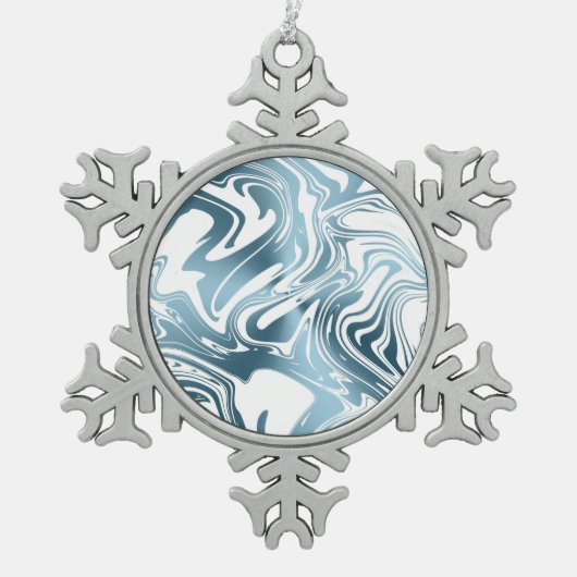 Metallic Blue White Popsicle Kerstannament Tin Sneeuwvlok Ornament (Voorkant)