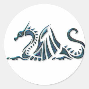 Metallic Blue Zee Dragon Ronde Sticker