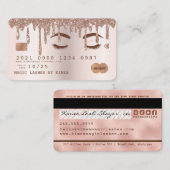 Metallic Blush Pink Glitter Drip Lash Creditcard Visitekaartje (Voorkant / Achterkant)