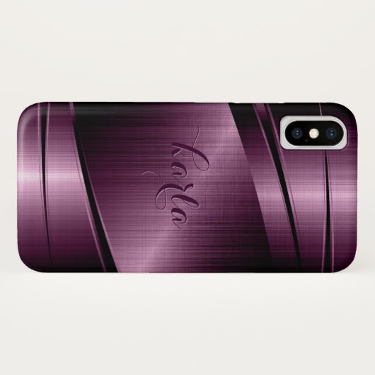 Metallic bordeauxrode geometrische achtergrond Case-Mate iPhone case (Achterkant (horizontaal))