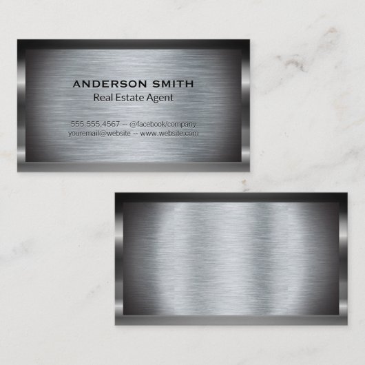 Metallic borstholte achtergrond | Metaalgrens Visitekaartje (Voorkant / Achterkant)