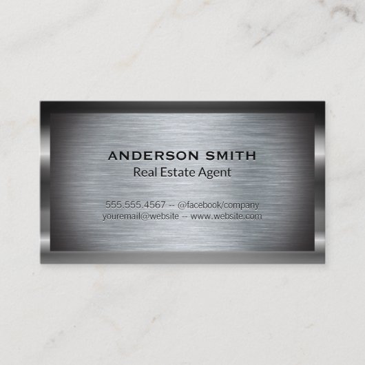 Metallic borstholte achtergrond | Metaalgrens Visitekaartje (Voorkant)