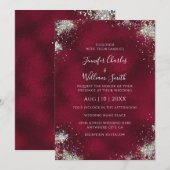 Metallic Bourgundy Holographic Glitter Modern Kaart (Voorkant / Achterkant)