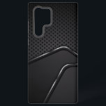 Metallic brij met zilveren dynamische lijn accente samsung galaxy hoesje<br><div class="desc">Zwart en grijs metallic textuur met metallic mash achtergrond geaccentueerd met dynamische zilveren streep. Slick modern design.</div>