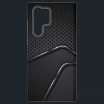 Metallic brij met zilveren dynamische lijn accente samsung galaxy hoesje<br><div class="desc">Zwart en grijs metallic textuur met metallic mash achtergrond geaccentueerd met dynamische zilveren streep. Slick modern design.</div>