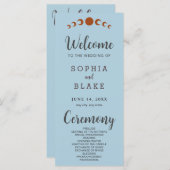 Metallic brons maan fasen blauw bruiloft programma (Voorkant / Achterkant)