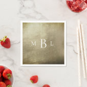 Metallic Bronz White Monogram Weddenschap Cocktail Servet (Insitu)