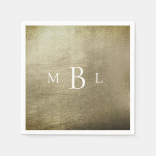 Metallic Bronz White Monogram Weddenschap Cocktail Servet