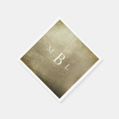 Metallic Bronz White Monogram Weddenschap Cocktail Servet (Hoek)