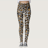 Metallic Bronze & Black Leopard Spots op White Leggings (Voorkant)