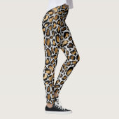 Metallic Bronze & Black Leopard Spots op White Leggings (Rechts)