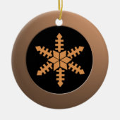 Metallic Bronze Circle en Peach Snowflake Keramisch Ornament (Voorkant)