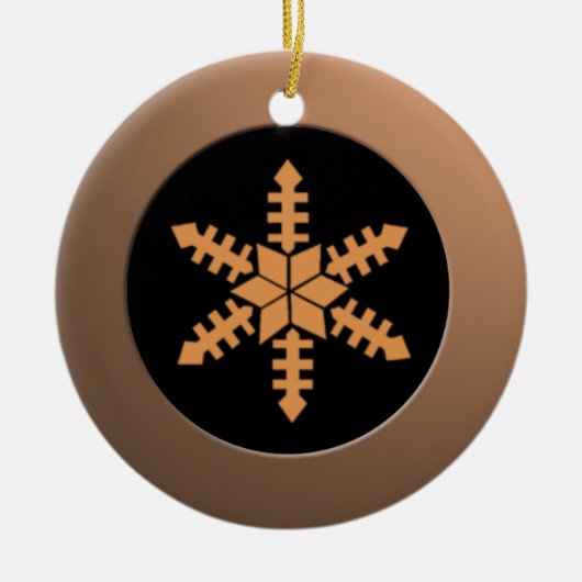 Metallic Bronze Circle en Peach Snowflake Keramisch Ornament (Voorkant)