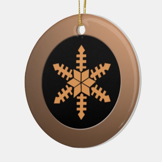 Metallic Bronze Circle en Peach Snowflake Keramisch Ornament (Links)