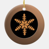 Metallic Bronze Circle en Peach Snowflake Keramisch Ornament (Achterkant)