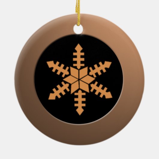 Metallic Bronze Circle en Peach Snowflake Keramisch Ornament (Achterkant)