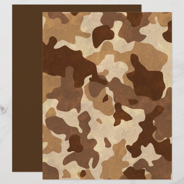 Metallic Bronze Desert Camouflage Scrapbook Paper (Voorkant / Achterkant)