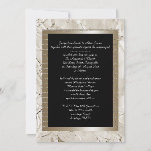 Metallic Bronze Gold Black Elegant WEDDING Kaart (Voorkant)