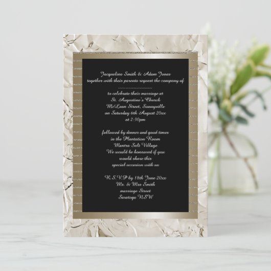 Metallic Bronze Gold Black Elegant WEDDING Kaart (Staand voorkant)