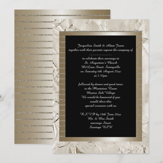 Metallic Bronze Gold Black Elegant WEDDING Kaart (Voorkant / Achterkant)