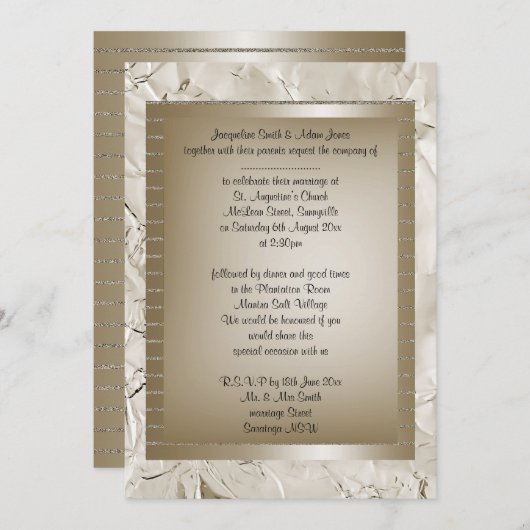 Metallic Bronze Gold Elegant WEDDING Kaart (Voorkant / Achterkant)