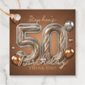 Metallic Bronze Silver Balloons 50th Birthday Bedankjes Labels (Voorkant)