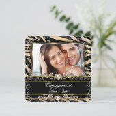 Metallic Bronze Zebra Foto van Engagement Party Kaart (Staand voorkant)