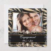 Metallic Bronze Zebra Foto van Engagement Party Kaart (Voorkant)