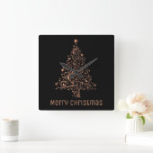 Metallic Brown Stars kerstboom Elegant Black Vierkante Klok (Huis)