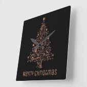 Metallic Brown Stars kerstboom Elegant Black Vierkante Klok (Hoek)
