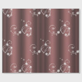 Metallic Brown, White Swirls Kerstmis Cadeaupapier (Vlak)