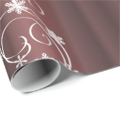 Metallic Brown, White Swirls Kerstmis Cadeaupapier (Rol Hoek)