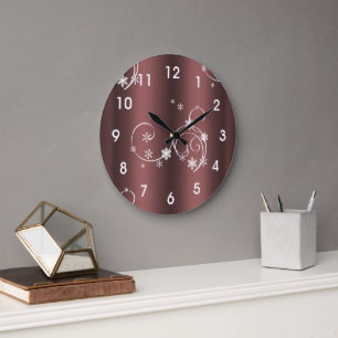 Metallic Brown White zwaait Kerstmis Grote Klok
