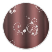 Metallic Brown White zwaait Kerstmis Keramische Knop (Voorkant)